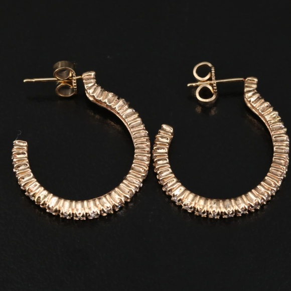 14K 1.02 CTW Diamond Hoop Earrings - Picture 5 of 6